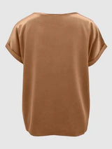 Round Neck Short Sleeve T-Shirt Women's T-Shirts - Tophatter Daily Deals