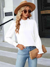 Round Neck Flounce Sleeve Blouse Blouses - Tophatter Daily Deals