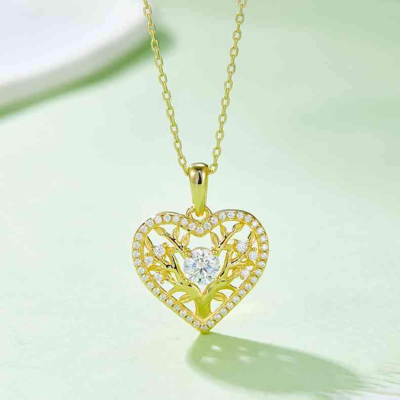 Moissanite 925 Sterling Silver Heart Shape Necklace Gold One Size Moissanite - Tophatter Daily Deals