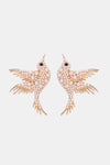 Bird Shape Zinc Alloy Frame Glass Stone Dangle Earrings White One Size Earrings - Tophatter Daily Deals