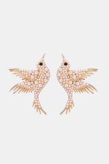 Bird Shape Zinc Alloy Frame Glass Stone Dangle Earrings White One Size Earrings - Tophatter Daily Deals