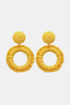 Round Shape Raffia Grass Dangle Earrings Earrings - Tophatter Daily Deals