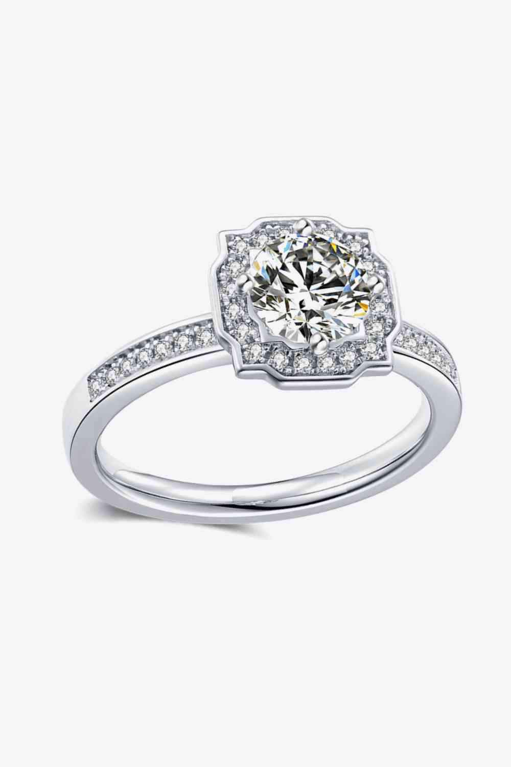 1 Carat Moissanite Platinum-Plated Ring Moissanite - Tophatter Daily Deals