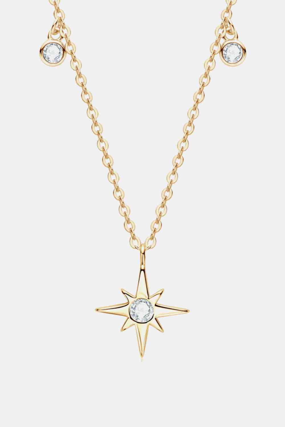 Moissanite North Star Pendant 925 Sterling Silver Necklace Gold One Size Moissanite - Tophatter Daily Deals