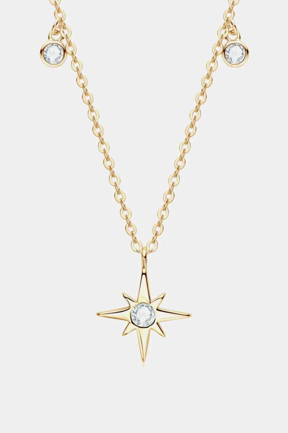 Moissanite North Star Pendant 925 Sterling Silver Necklace Gold One Size Moissanite - Tophatter Daily Deals