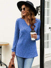 Ribbed Surplice Long Sleeve T-Shirt Women's T-Shirts - Tophatter Daily Deals