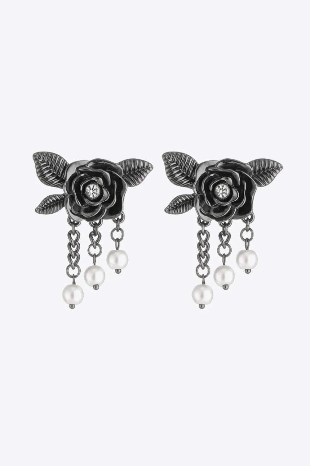 Floral Chain Detail Pearl Earrings Earrings - Tophatter Daily Deals