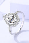 925 Sterling Silver Teardrop Moissanite Ring Silver Moissanite - Tophatter Daily Deals