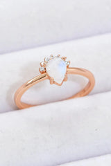 18K Rose Gold-Plated Pear Shape Natural Moonstone Ring Moonstone - Tophatter Daily Deals