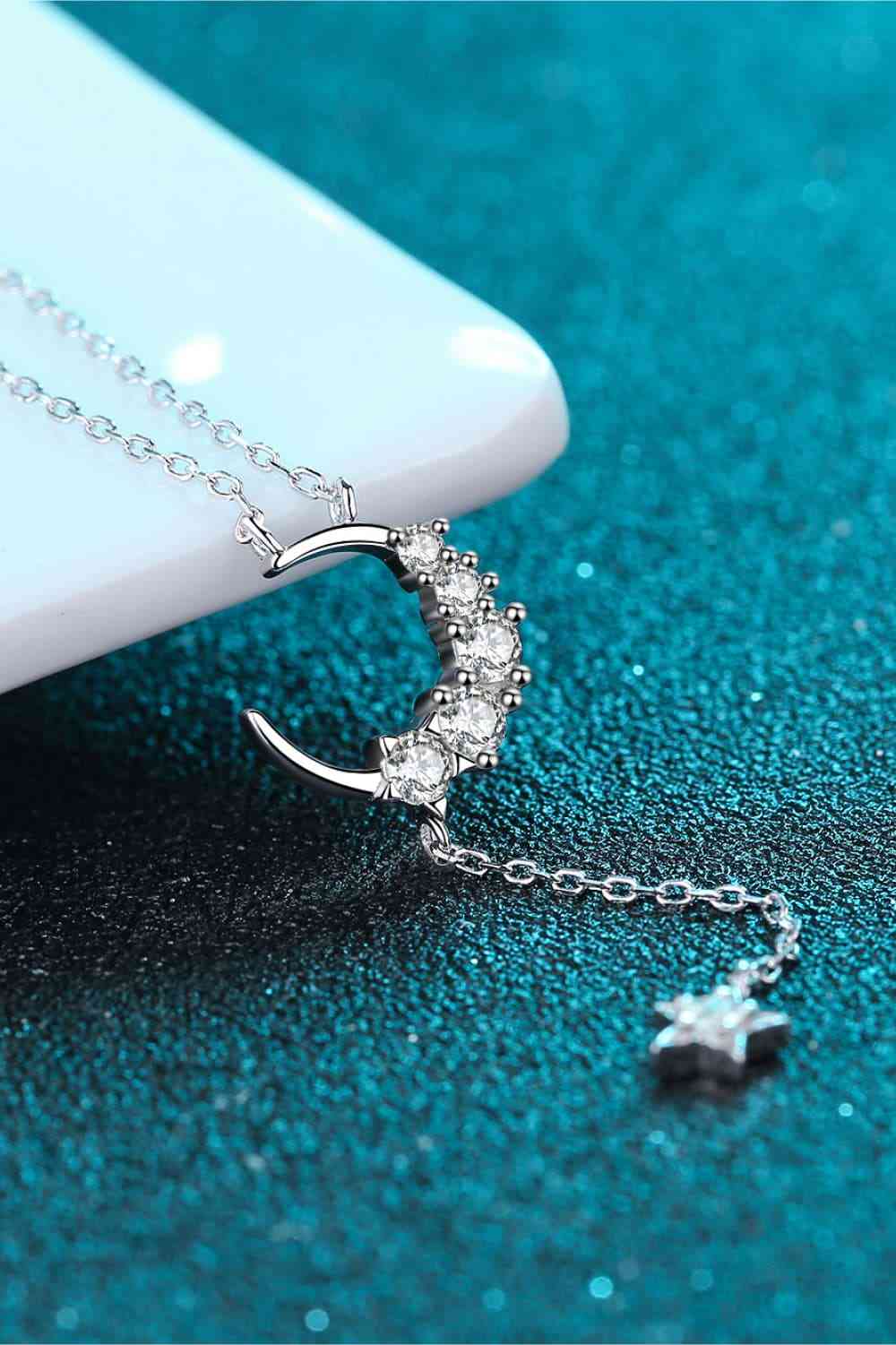 Star & Moon Moissanite Necklace Moissanite - Tophatter Daily Deals