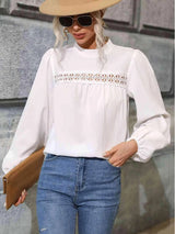 Round Neck Puff Sleeve Blouse Blouses - Tophatter Daily Deals
