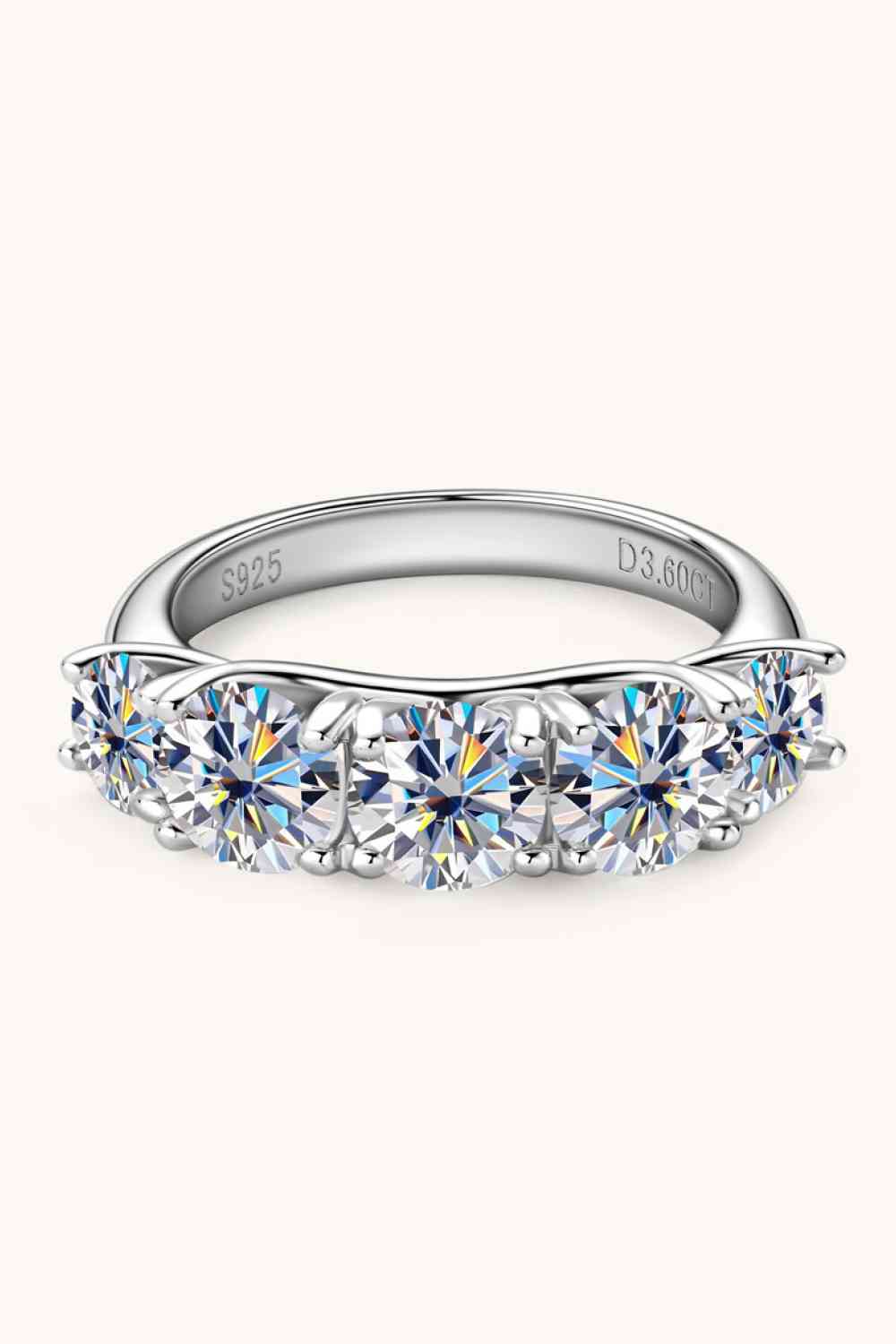 1 Carat Moissanite 925 Sterling Silver Half-Eternity Ring Moissanite - Tophatter Daily Deals