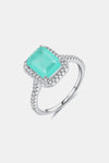 925 Sterling Silver Rectangle Shape Tourmaline Ring Tiffany Blue Rings - Tophatter Daily Deals