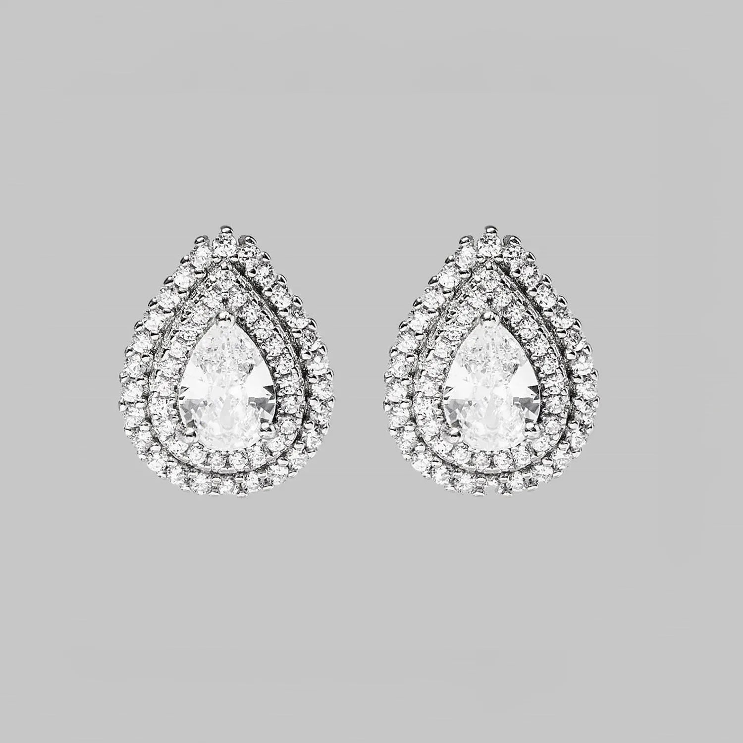 925 Sterling Silver Zircon Teardrop Shape Stud Earrings Earrings - Tophatter Daily Deals