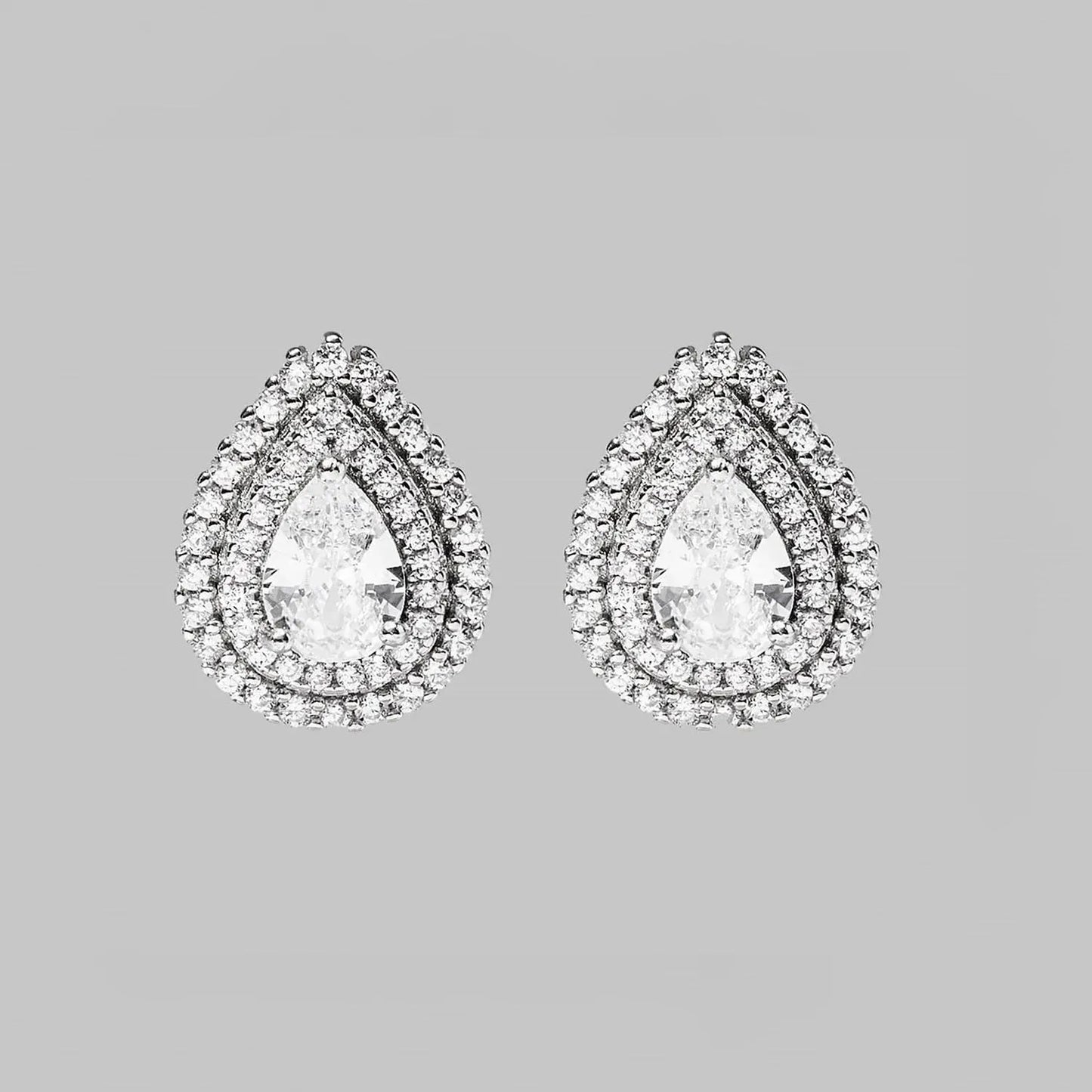 925 Sterling Silver Zircon Teardrop Shape Stud Earrings Earrings - Tophatter Daily Deals