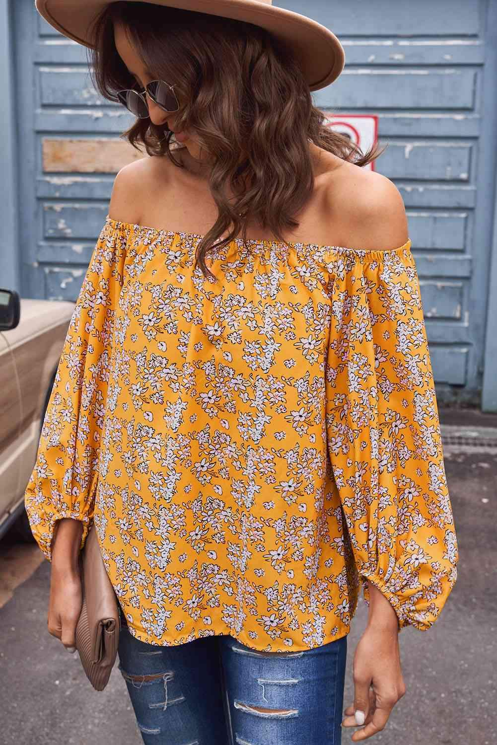 Off-Shoulder Balloon Sleeve Top Blouses - Tophatter Daily Deals