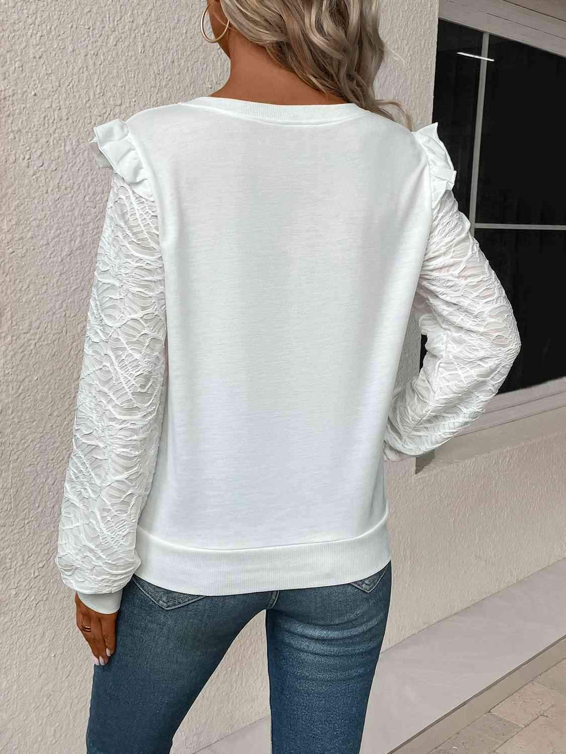 Textured V-Neck Long Sleeve Top Women's T-Shirts - Tophatter Daily Deals