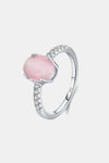 925 Sterling Silver Oval Shape Cat's Eye Stone Ring Blush Pink Rings - Tophatter Daily Deals