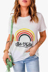 Rainbow Graphic Round Neck Short Sleeve Tee White Women's T-Shirts - Tophatter Daily Deals