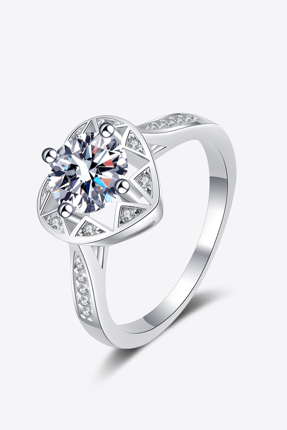 Moissanite Heart Ring Silver Moissanite - Tophatter Daily Deals