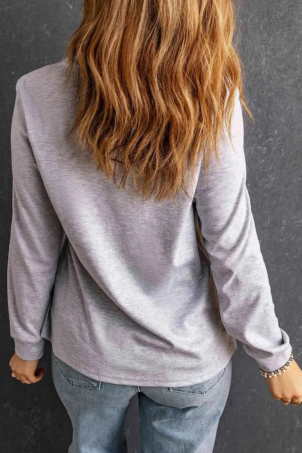 Letter Graphic Long Sleeve Tee Women's T-Shirts - Tophatter Daily Deals