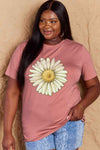 Simply Love Full Size FLOWER Graphic Cotton Tee Dusty Pink Women's T-Shirts - Tophatter Daily Deals