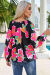 Floral V-Neck Long Sleeve Blouse Blouses - Tophatter Daily Deals