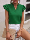 Notched Neck Butterfly Sleeve Blouse Green Blouses - Tophatter Daily Deals