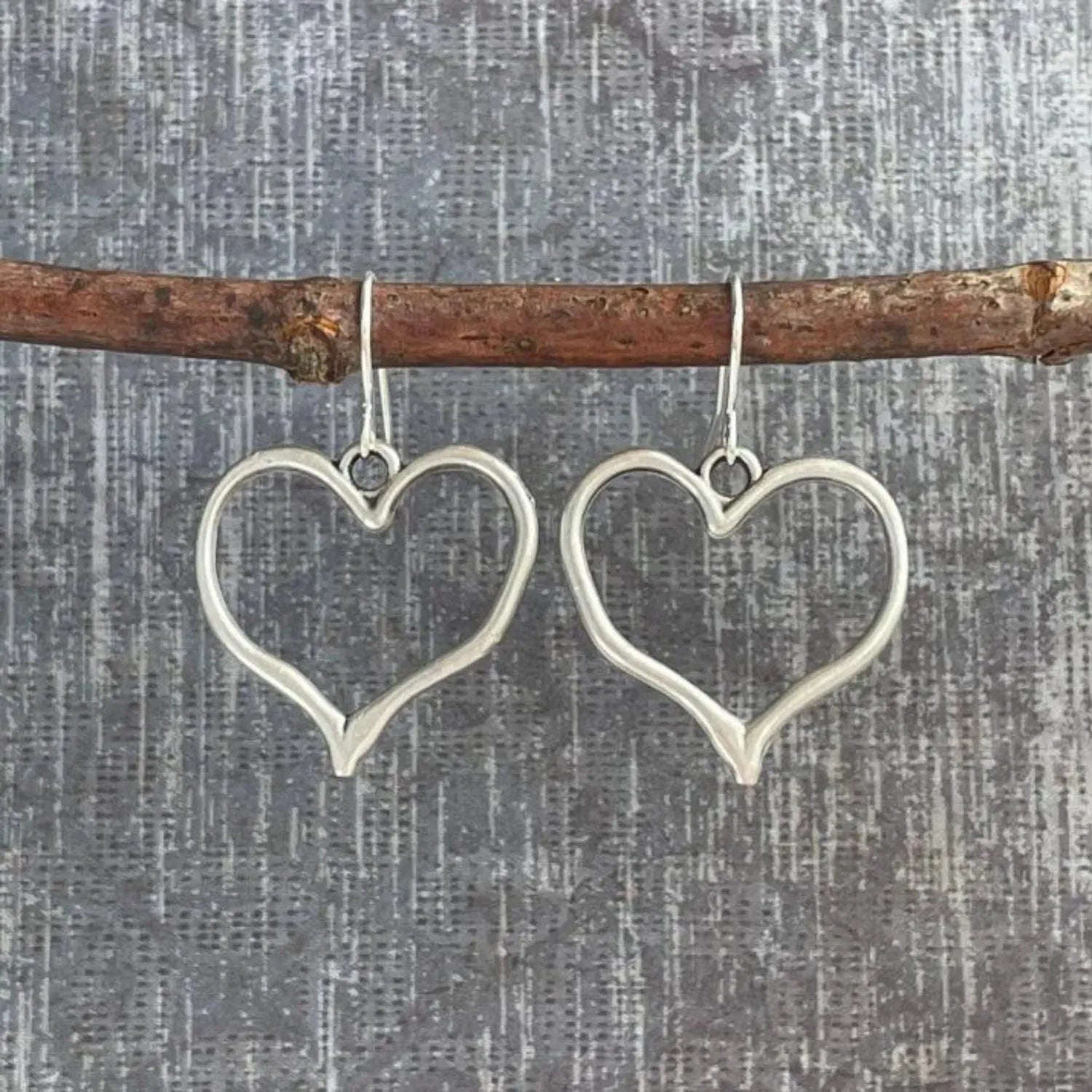 Alloy Silver-Plated Heart Dangle Earrings Silver One Size Earrings - Tophatter Daily Deals