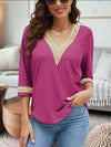 V-Neck Eyelet Blouse Blouses - Tophatter Daily Deals