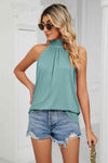 Gathered Detail Tied Sleeveless Top - Tophatter Deals