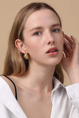 Chunky C-Hoop Brass Earrings Earrings - Tophatter Daily Deals