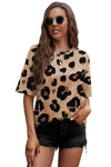 Animal Print Dropped Shoulder Round Neck T-Shirt Women's T-Shirts - Tophatter Daily Deals