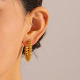 18K Gold-Plated Stainless Steel C-Hoop Earrings Earrings - Tophatter Daily Deals