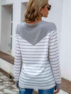 Striped Round Neck Long Sleeve T-Shirt Women's T-Shirts - Tophatter Daily Deals