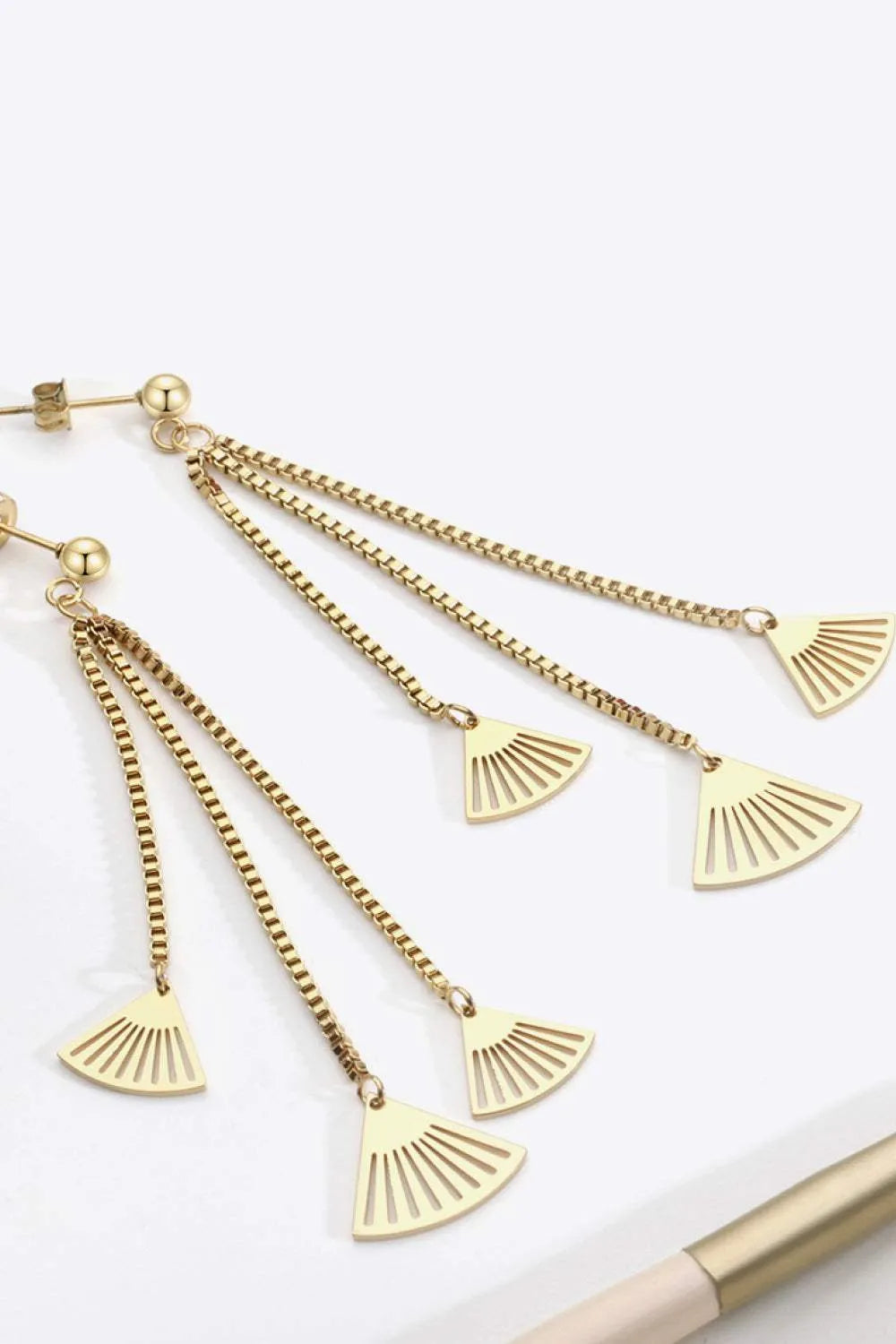 18K Gold Plated Stainless Steel Fringe Earrings Earrings - Tophatter Daily Deals