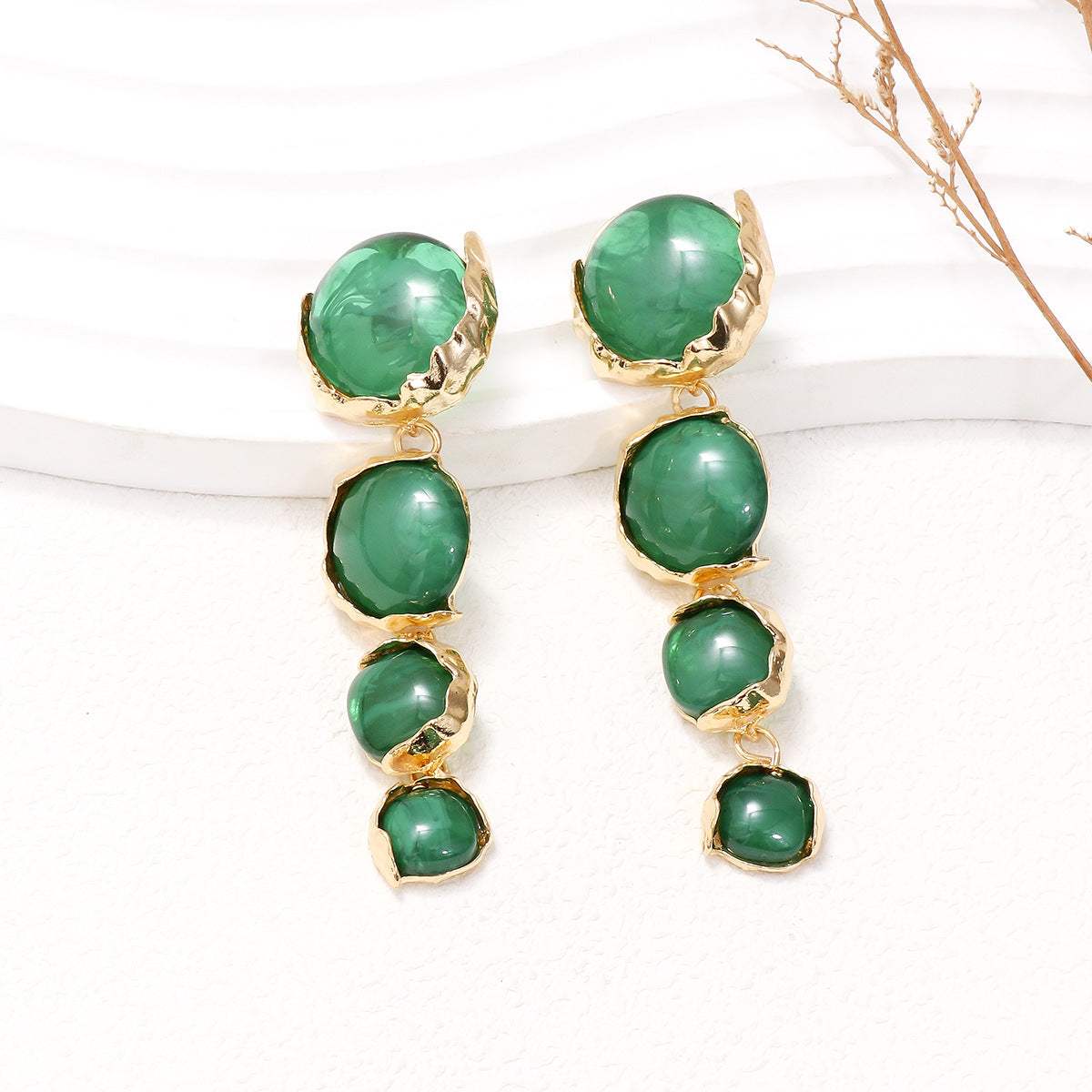 Alloy & Rhinestone Earrings Green One Size Earrings - Tophatter Daily Deals