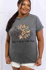 Simply Love Simply Love Full Size LIFE IS BETTER WITH DOGS Graphic Cotton Tee Women's T-Shirts - Tophatter Daily Deals