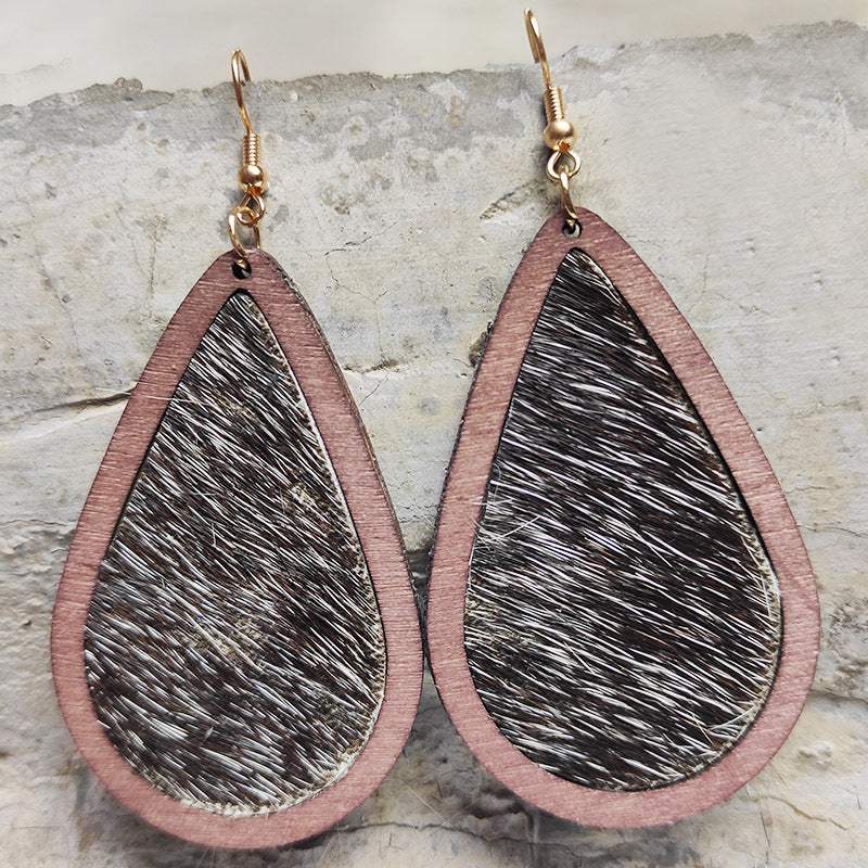 Teardrop Shape Wooden Dangle Earrings Style J One Size Earrings - Tophatter Daily Deals