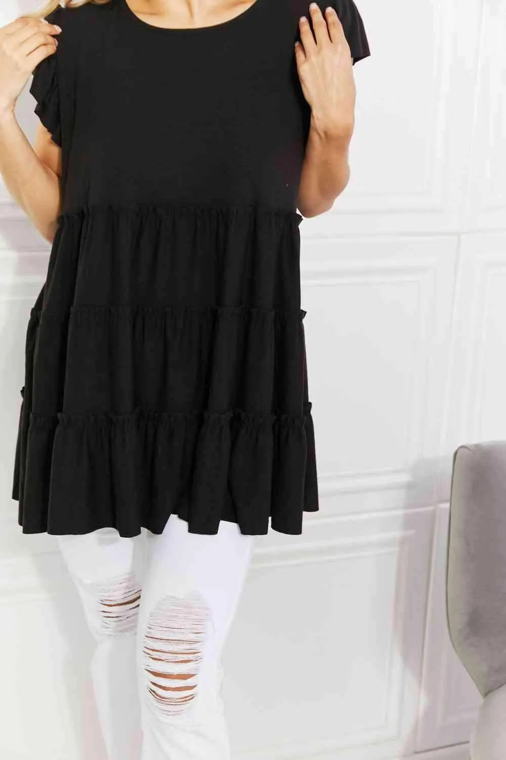 Zenana Full Size Kissing in Kansas City Tiered Top Blouses - Tophatter Daily Deals