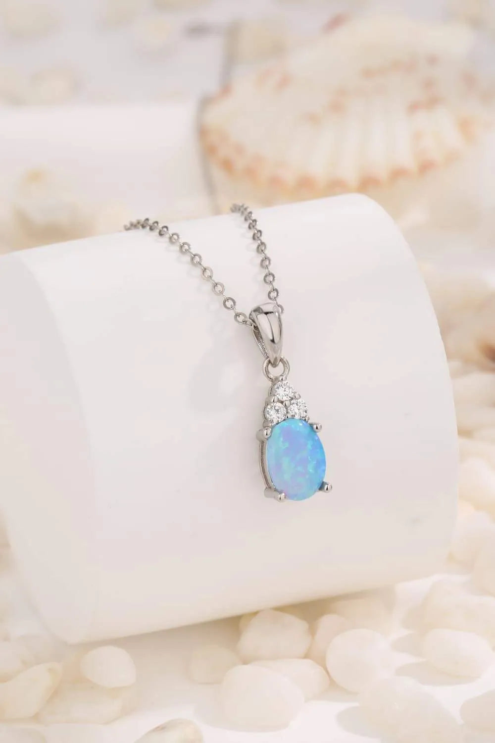 Find Your Center Opal Pendant Necklace Sky Blue One Size Opal - Tophatter Daily Deals