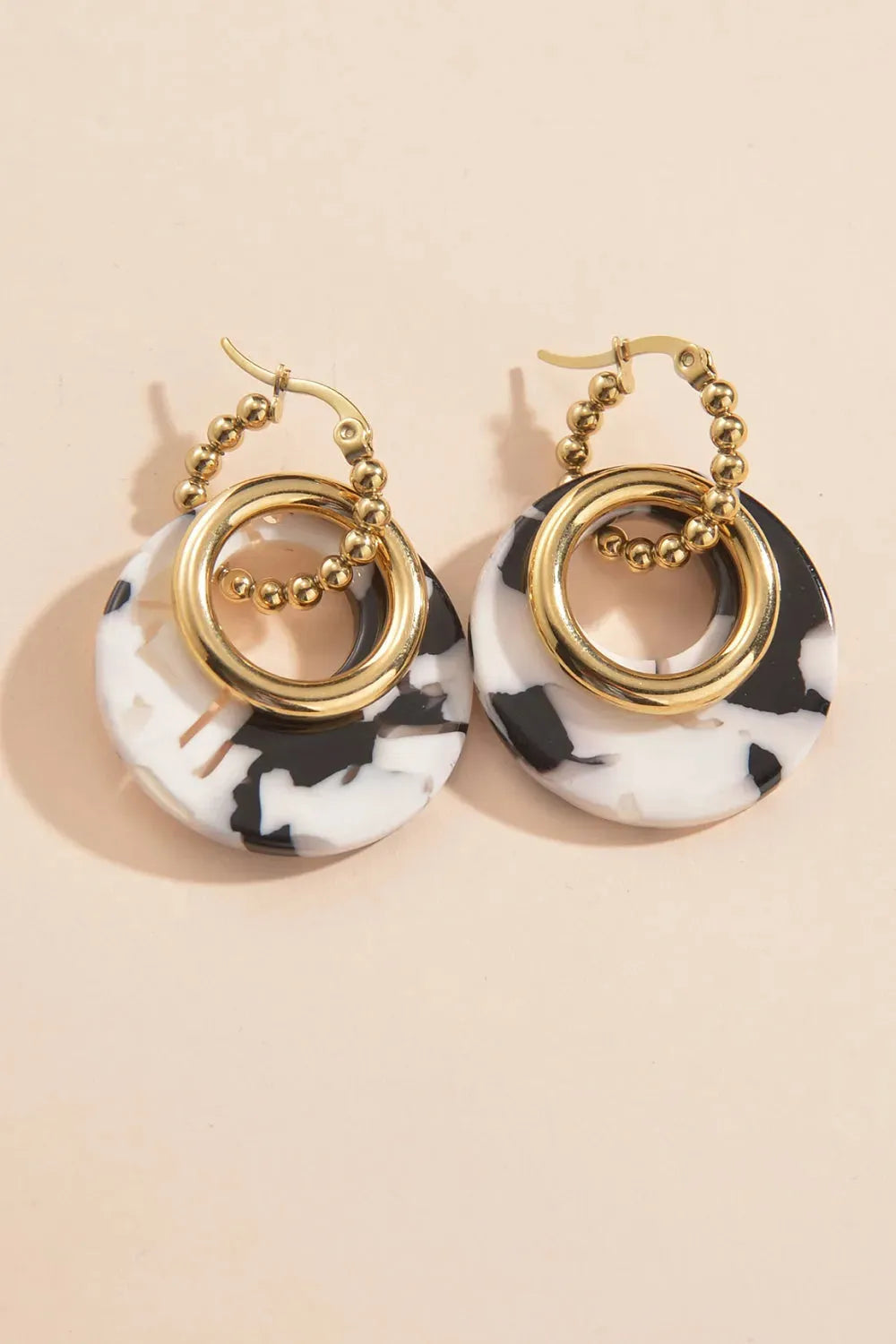 Geometric Stainless Steel Earrings Black One Size Earrings - Tophatter Daily Deals