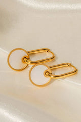 Copper White Mother-Of-Pearl Drop Earrings Earrings - Tophatter Daily Deals