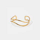 Minimalist Stainless Steel Cuff Bracelet Gold One Size Bracelets - Tophatter Daily Deals