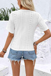 Twisted Front Short Sleeve Eyelet Blouse Blouses - Tophatter Daily Deals