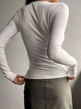 Half Button Long Sleeve T-Shirt Women's T-Shirts - Tophatter Daily Deals
