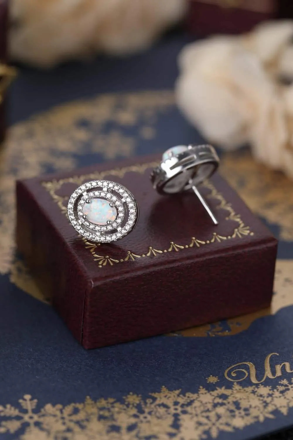 925 Sterling Silver Opal Round Stud Earrings Opal - Tophatter Daily Deals