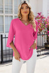 V-Neck Three-Quarter Sleeve Top Women's T-Shirts - Tophatter Daily Deals