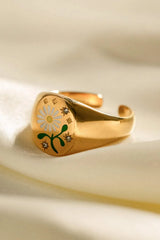 Flower Pattern Stainless Steel Open Ring Rings - Tophatter Daily Deals