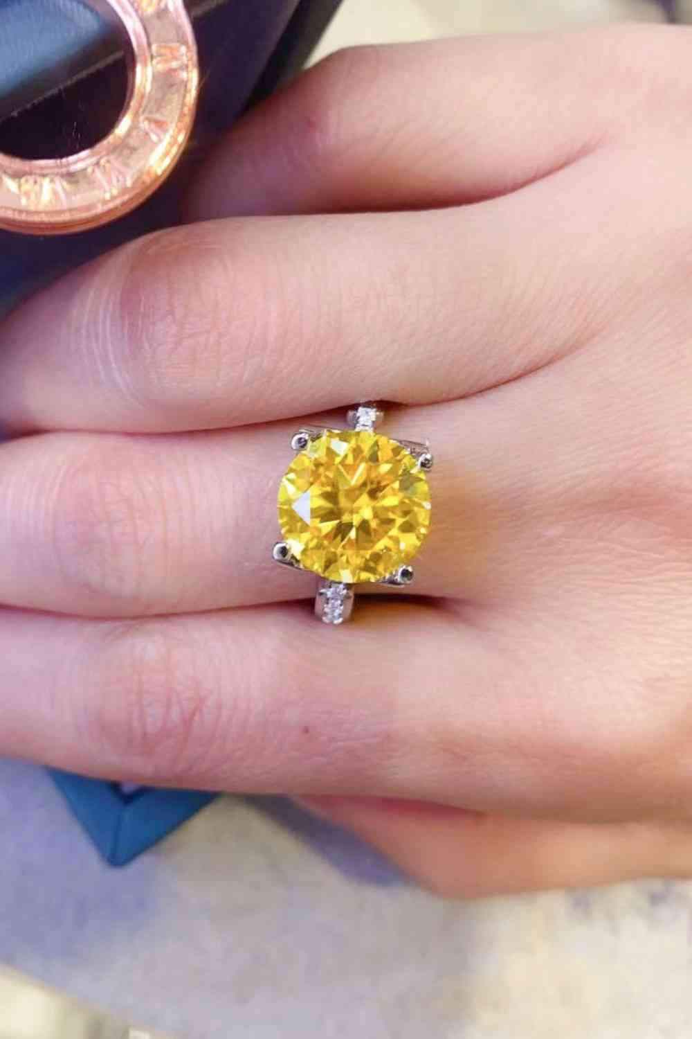 5 Carat Moissanite 925 Sterling Silver Ring in Banana Yellow Banana Yellow Moissanite - Tophatter Daily Deals